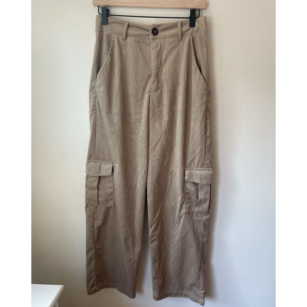 Shein Pants Wide Leg Cargo Corduroy Velour Women Medium /6